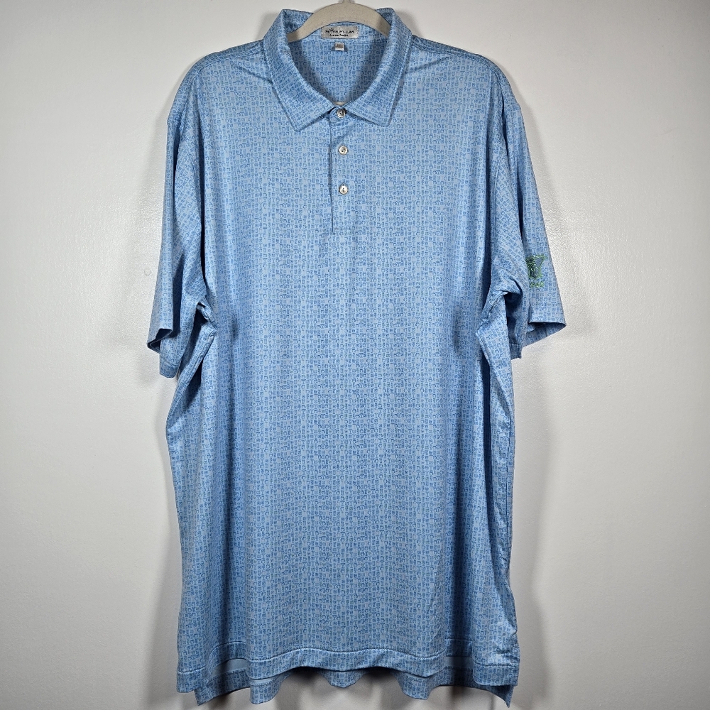 Peter Millar Summer Comfort Blue Cocktail All Over Print Golf Polo Shirt XXL